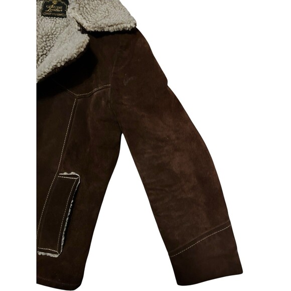 Genuine Leather Suede Brown Jacket Sherpa Lined Ranch Coat - Picture 2 of 12